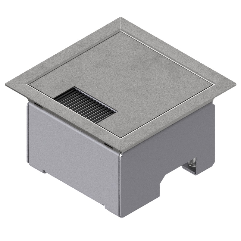 Produktbild UBD 131 128  -  Unterflur-Bodendose UBD 130 mit Rand aus Chromstahl inkl. belegtem Deckel und 1 Bürstenauslass